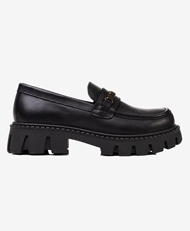 Kız Çocuk Siyah Hakiki Deri Ayakkabı - 1