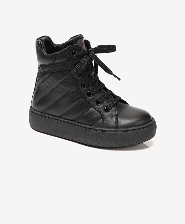 Kız Çocuk Siyah Hakiki Deri Bot - 1