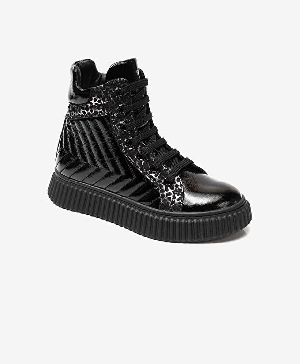 Kız Çocuk Siyah Rugan Hakiki Deri Bot - 1