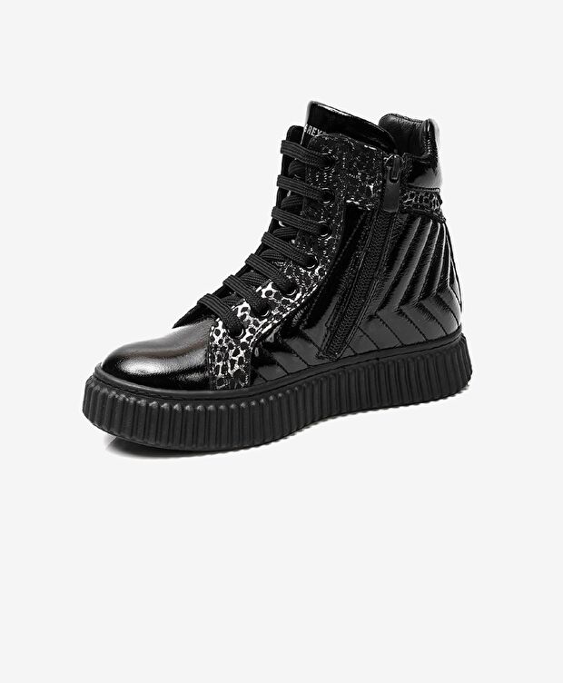 Kız Çocuk Siyah Rugan Hakiki Deri Bot - 2