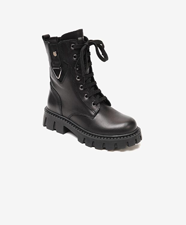 Kız Çocuk Siyah Hakiki Deri Bot - 1