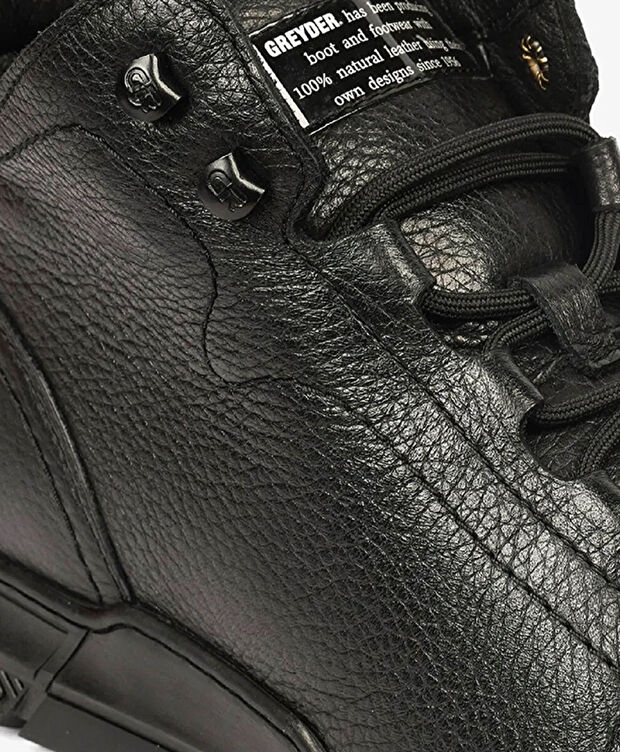 Erkek Siyah Hakiki Deri Casual Bot - 5