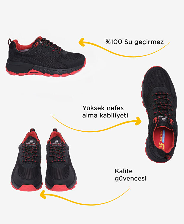 Siyah Kırmızı Su Geçirmez Ayakkabı - 2