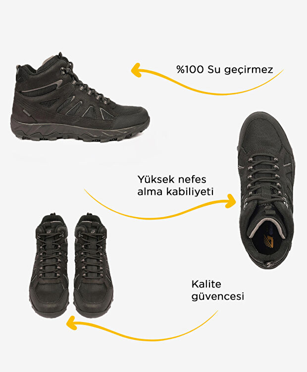 Erkek Siyah Füme Su Geçirmez Outdoor Bot - 2
