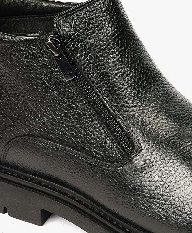 Erkek Siyah Hakiki Deri Klasik Bot - 4