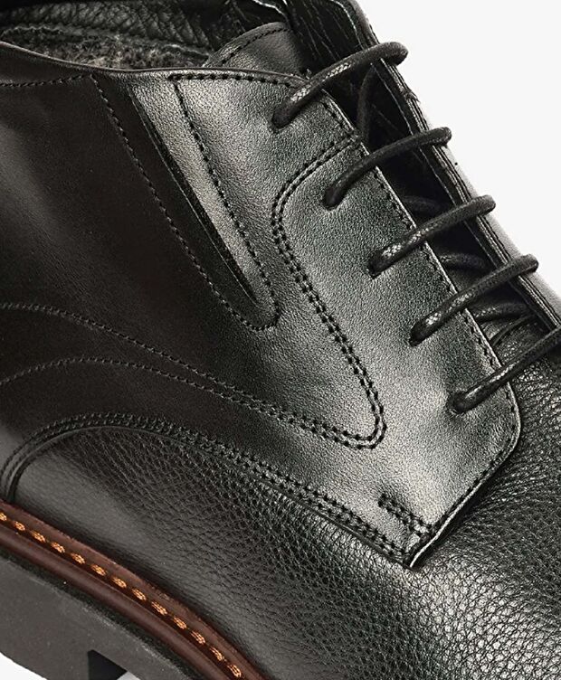 Erkek Siyah Hakiki Deri Klasik Bot - 4