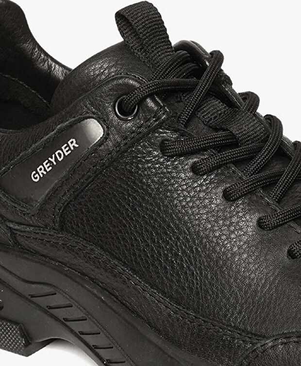 Erkek Siyah Hakiki Deri Sneaker Ayakkabı - 4