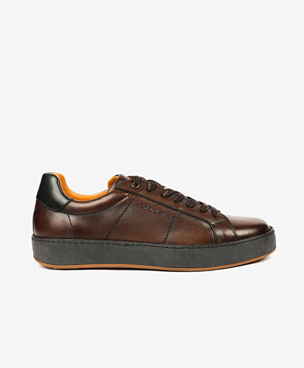 Erkek Kahverengi Hakiki Deri Sneaker Ayakkabı - 1