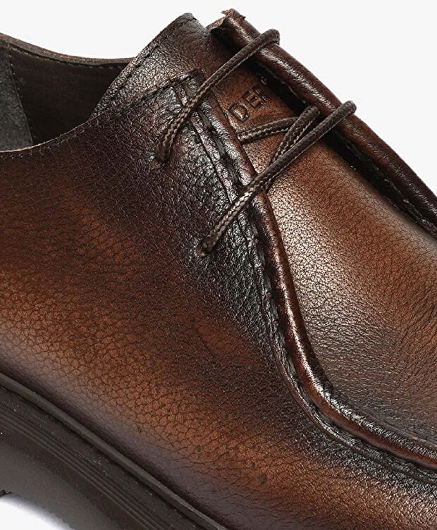 Erkek Kahverengi Hakiki Deri Klasik Ayakkabı - 4