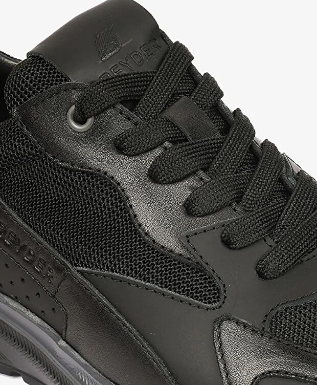 Erkek Siyah Hakiki Deri Spor Ayakkabı - 5