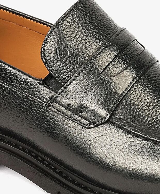 Erkek Siyah Hakiki Deri Casual Ayakkabı - 4