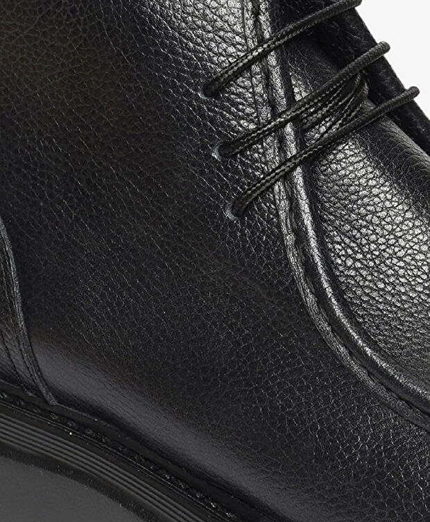 Erkek Siyah Hakiki Deri Klasik Bot - 4