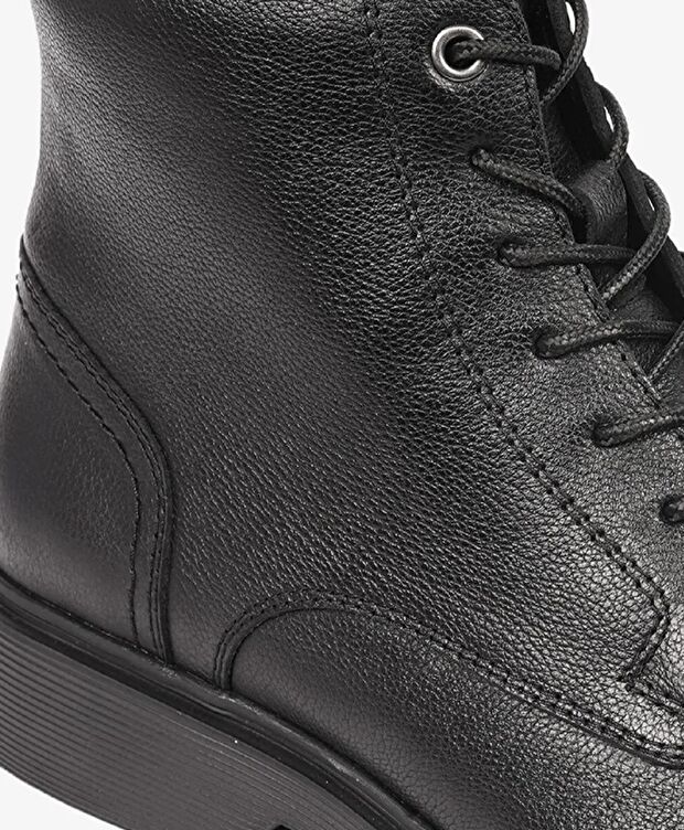 Erkek Siyah Hakiki Deri Klasik Bot - 4