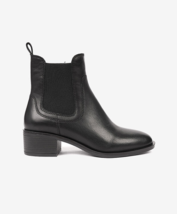 Kadın Siyah Hakiki Deri Topuklu Chelsea Bot - 1