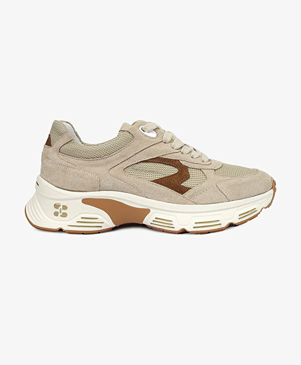 Kadın Bej Süet Hakiki Deri Sneaker Ayakkabı - 1