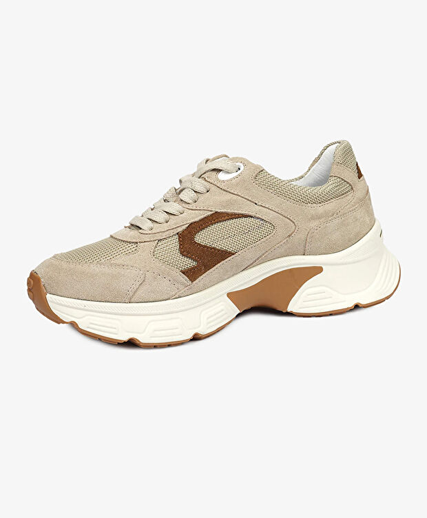 Kadın Bej Süet Hakiki Deri Sneaker Ayakkabı - 3