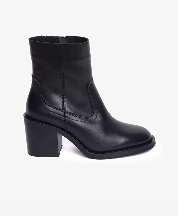 Kadın Siyah Hakiki Deri Topuklu Bot - 2