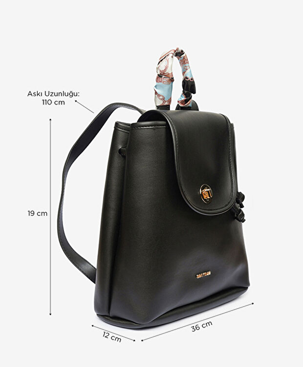 Kadın Siyah Tek Bölmeli Sırt Çantası - 7