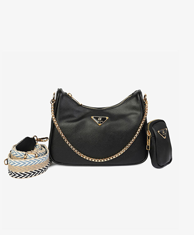 Kadın Siyah Tek Bölmeli Kol Çantası - 1