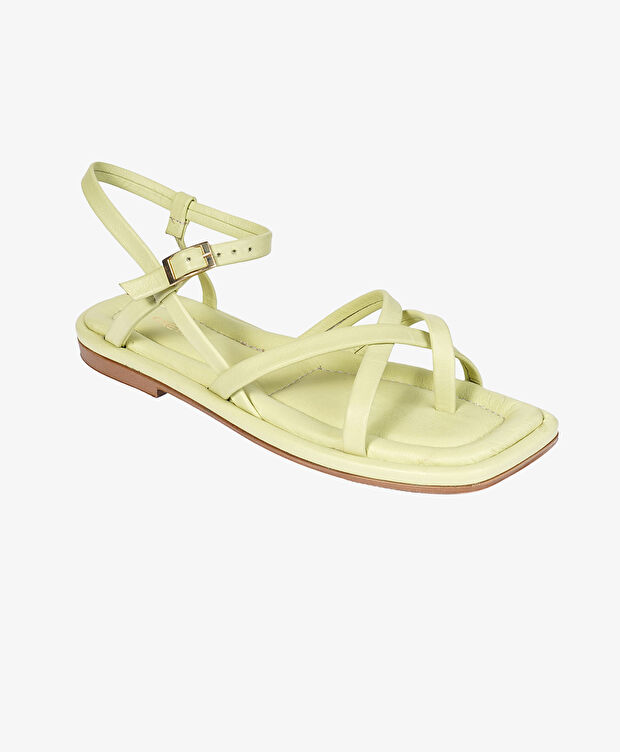 Kadın Neon Yeşili Hakiki Deri Sandalet - 2