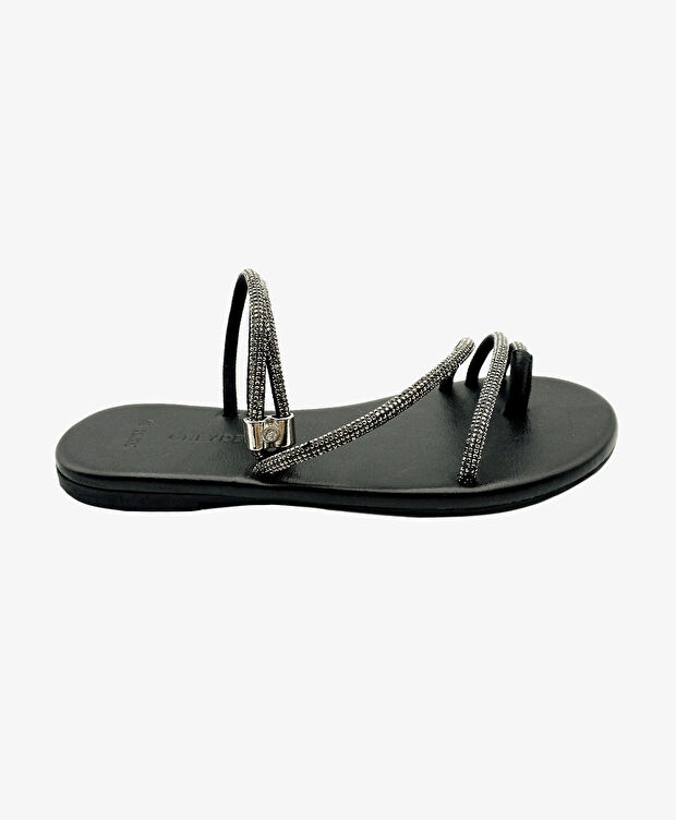 Kadın Platin Hakiki Deri Sandalet - 1