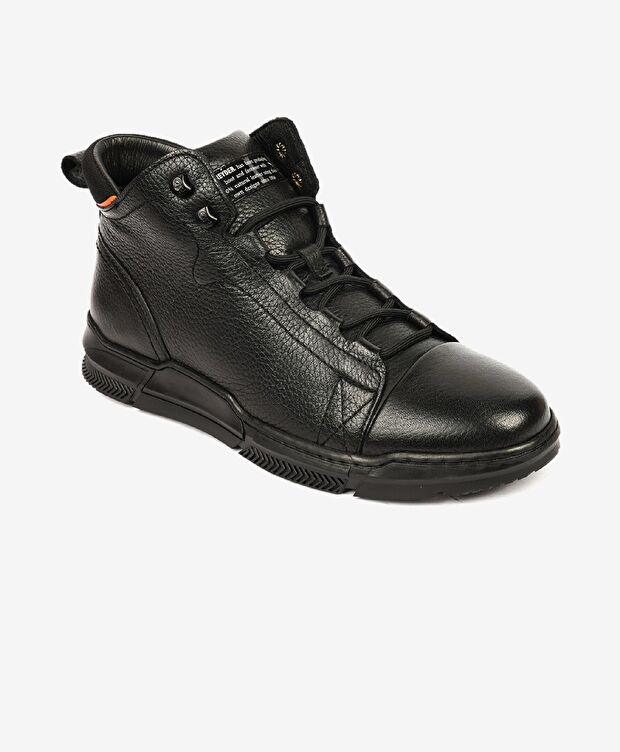 Erkek Siyah Hakiki Deri Casual Bot - 2