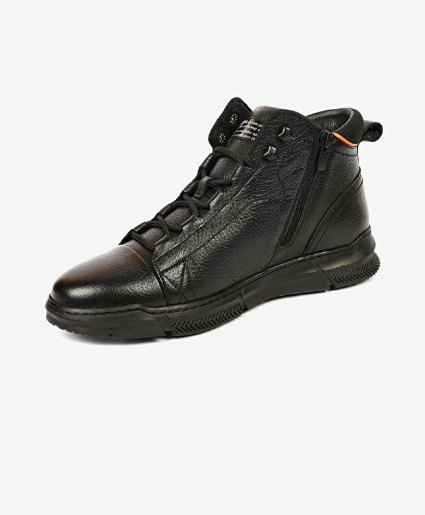 Erkek Siyah Hakiki Deri Casual Bot - 3