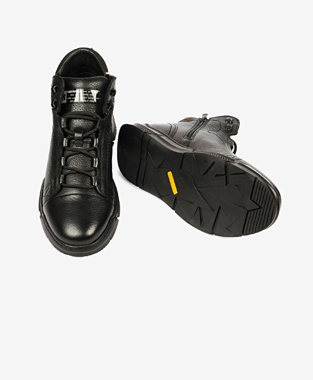 Erkek Siyah Hakiki Deri Casual Bot - 6