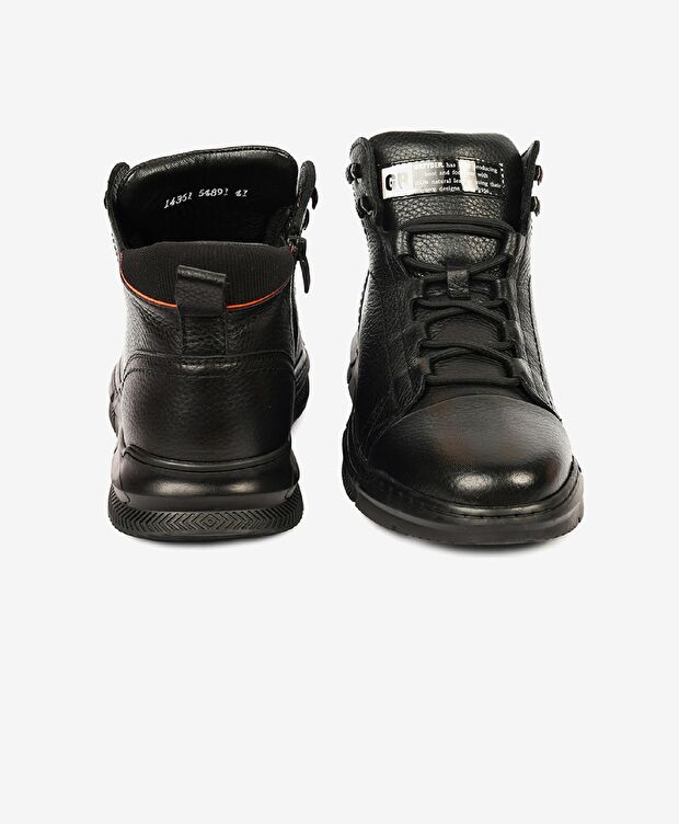 Erkek Siyah Hakiki Deri Casual Bot - 7