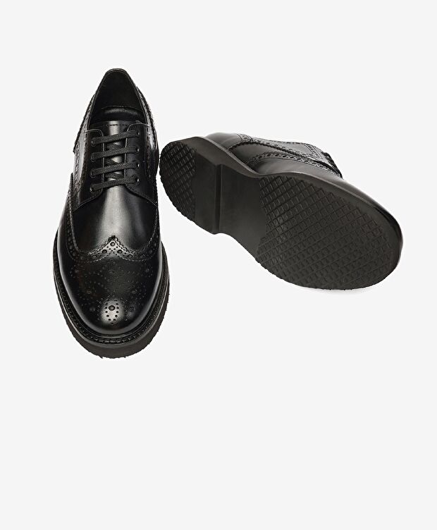 Erkek Siyah Hakiki Deri Klasik Ayakkabı - 5