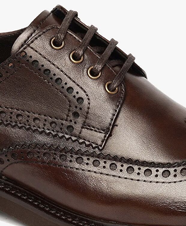 Erkek Kahverengi Hakiki Deri Klasik Ayakkabı - 3