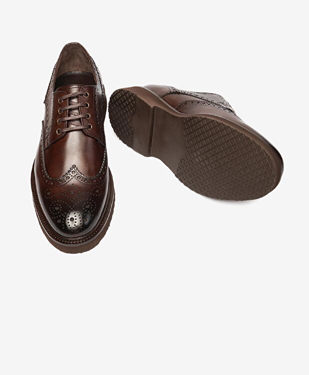 Erkek Kahverengi Hakiki Deri Klasik Ayakkabı - 5