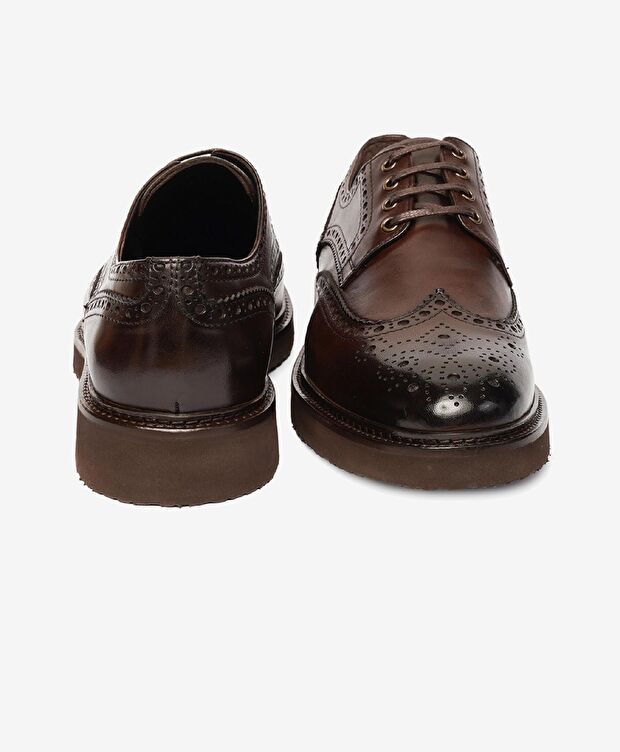 Erkek Kahverengi Hakiki Deri Klasik Ayakkabı - 6