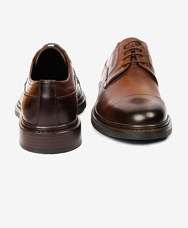 Erkek Kahverengi Hakiki Deri Termo Taban Klasik Ayakkabı - 6