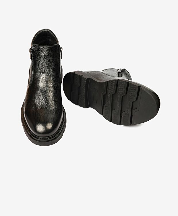 Erkek Siyah Hakiki Deri Klasik Bot - 5