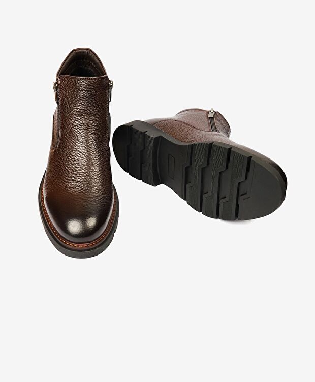 Erkek Kahverengi Hakiki Deri Klasik Bot - 5