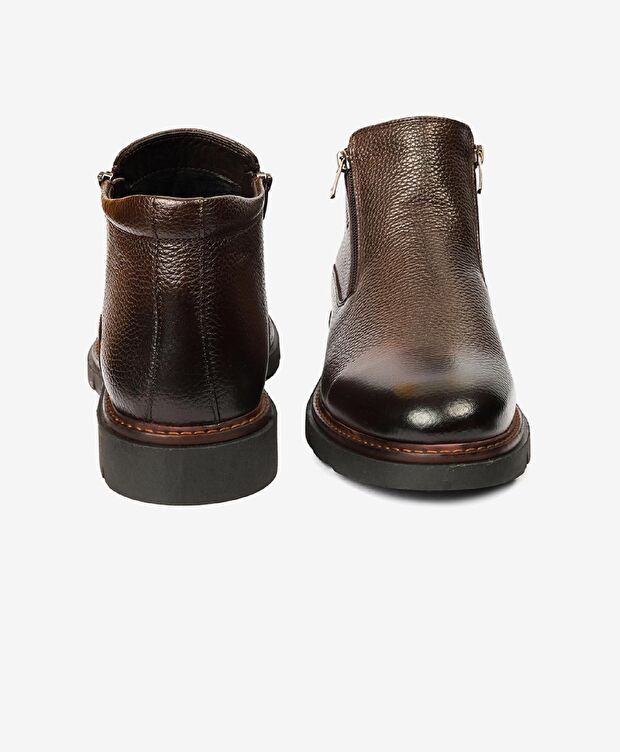 Erkek Kahverengi Hakiki Deri Klasik Bot - 6