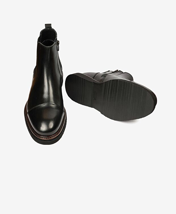 Erkek Siyah Hakiki Deri Chelsea Bot - 5