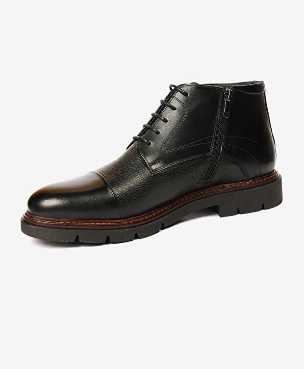 Erkek Siyah Hakiki Deri Klasik Bot - 2