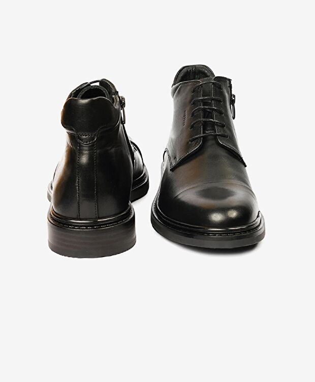 Erkek Siyah Hakiki Deri Klasik Bot - 6