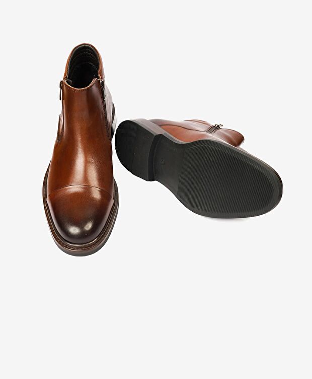 Erkek Kahverengi Hakiki Deri Termo Taban Klasik Bot - 5