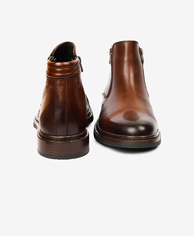 Erkek Kahverengi Hakiki Deri Termo Taban Klasik Bot - 6