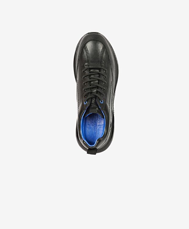 Erkek Siyah Mavi Hakiki Deri Spor Ayakkabı - 3