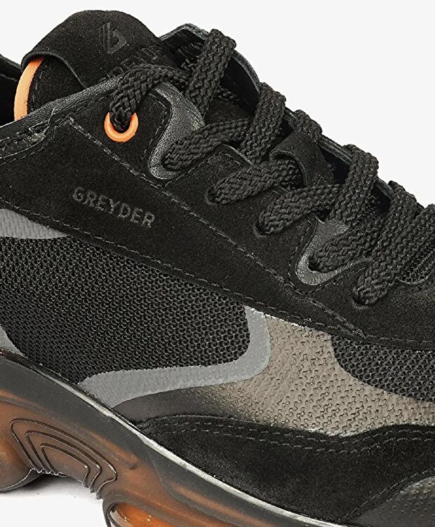 Erkek Siyah Turuncu Hakiki Deri Sneaker Ayakkabı - 5