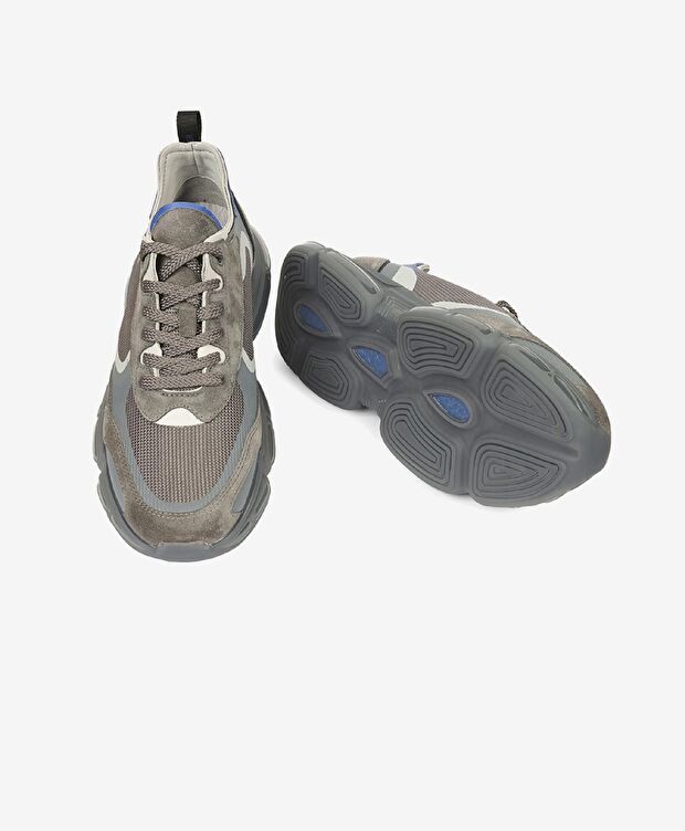 Erkek Koyu Gri Hakiki Deri Sneaker Ayakkabı - 6
