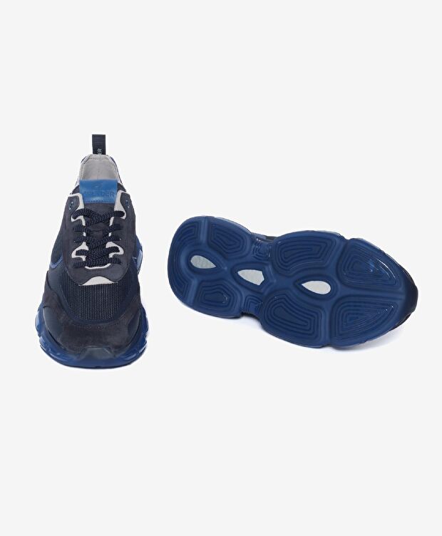 Erkek Lacivert Hakiki Deri Sneaker Ayakkabı - 5