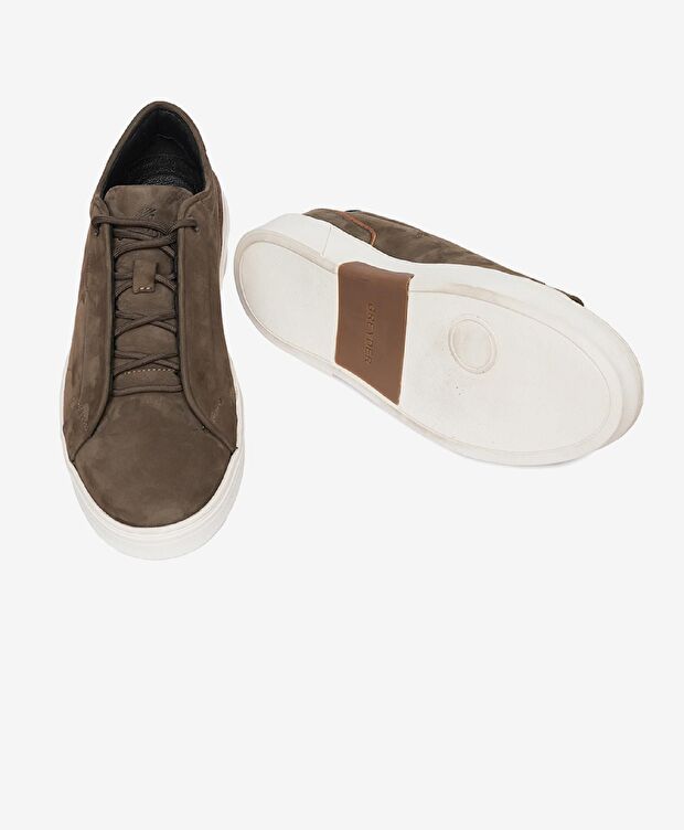 Erkek Duman Hakiki Deri Sneaker Ayakkabı - 5