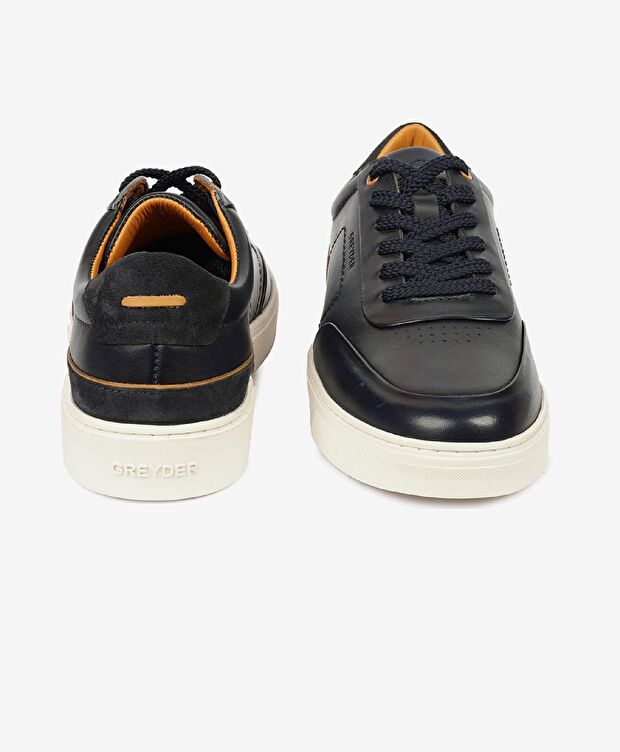 Erkek Lacivert Hakiki Deri Sneaker Ayakkabı - 7
