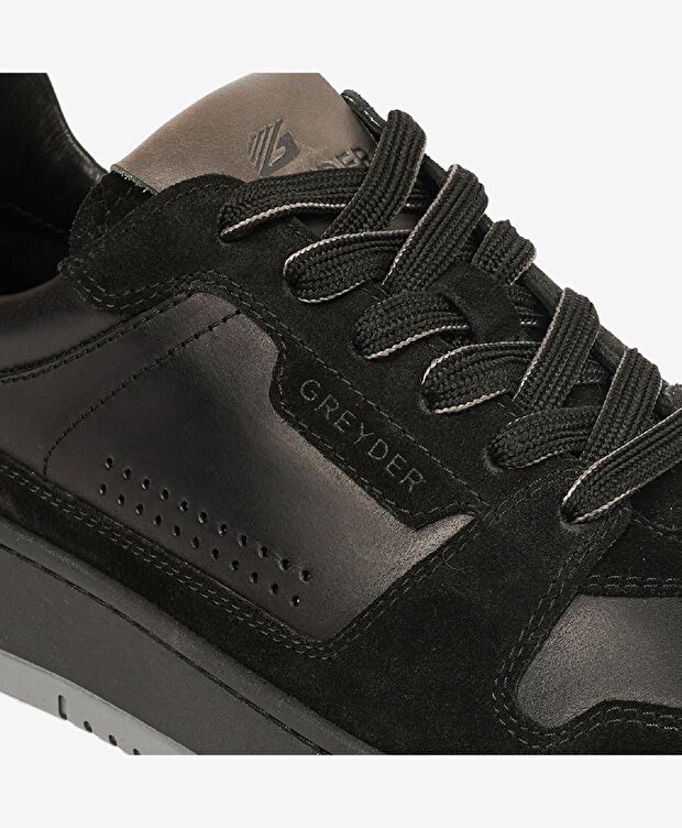 Erkek Siyah Hakiki Deri Sneaker Ayakkabı - 5