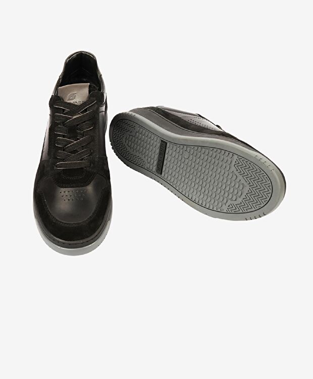 Erkek Siyah Hakiki Deri Sneaker Ayakkabı - 6